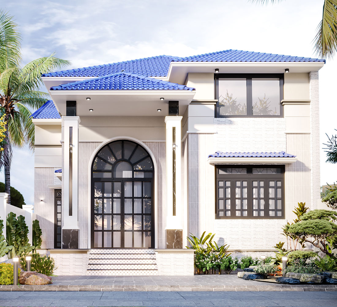 Thiết kế thi công biệt thự mái Nhật 10x13m tại Long An 