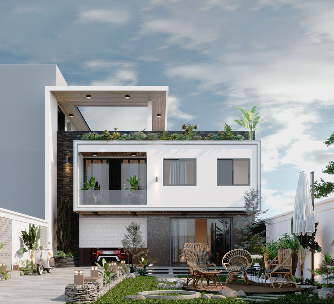 Mẫu biệt thự vườn 2 tầng 1 tum tại Hóc Môn 