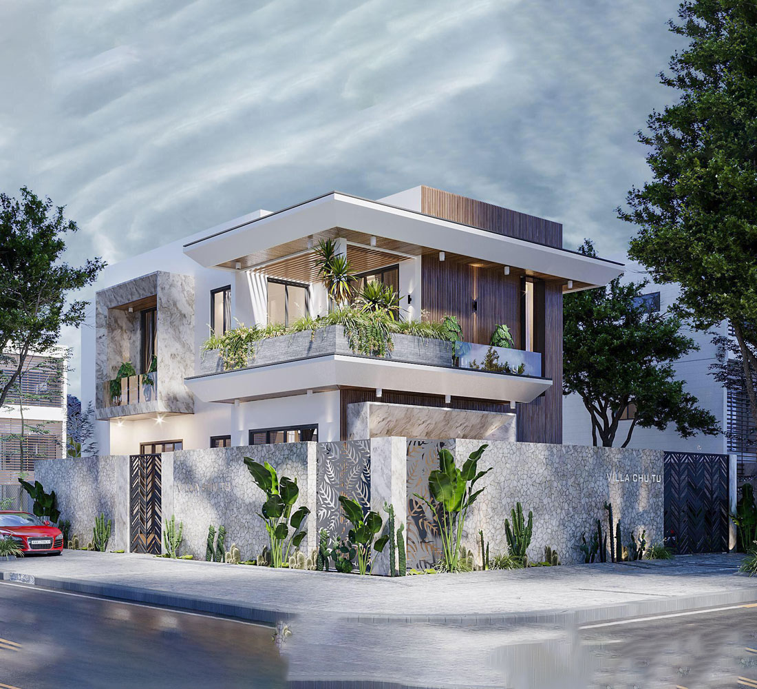 Mẫu biệt thự nhà vườn 2 tầng đẹp 2 mặt tiền sang trọng tại Phan Thiết 